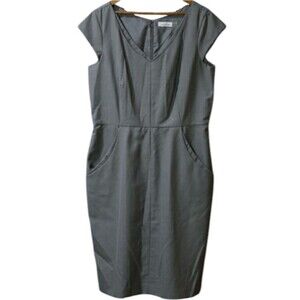 Calvin Klein Gray Career Pencil Dress Business Casual Chic Office Dress LG